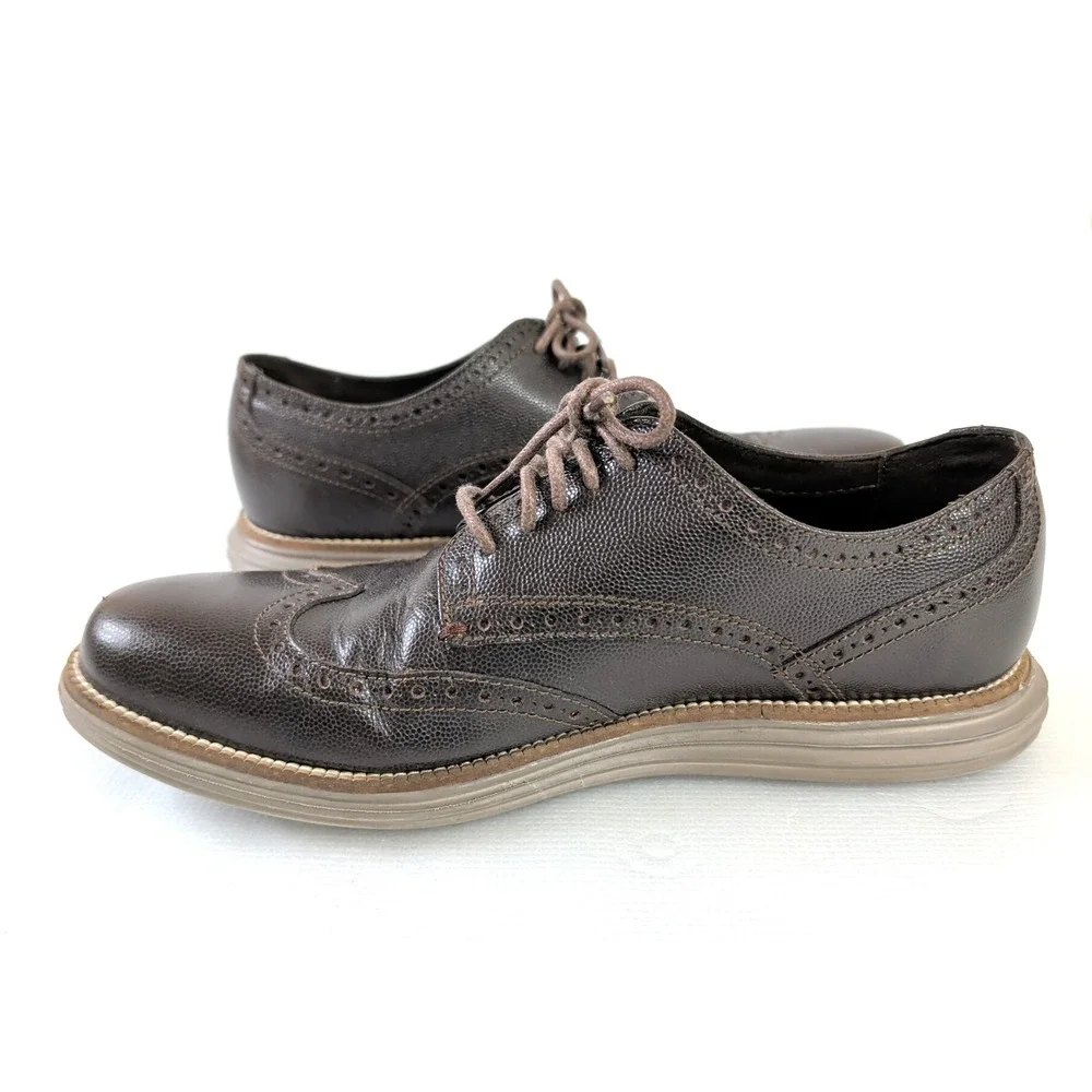 Cole Haan Grand OS Wingtip Oxford‎ Shoe Mens 8 Brown Leather Business Casual